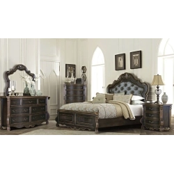 Painted classic carved wooden bed Mulyoharjo Furniture Vila