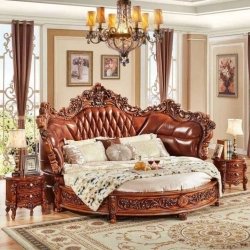 Luxury hand-carved bed with painted finish Mulyoharjo Furniture Project Supplier