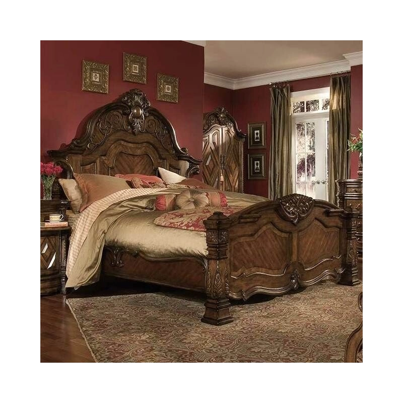 Royal classic painted carved bed Mulyoharjo Furniture Wholesale