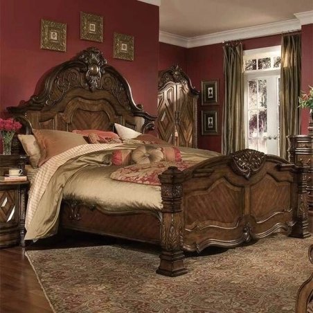 Royal classic painted carved bed Mulyoharjo Furniture Wholesale