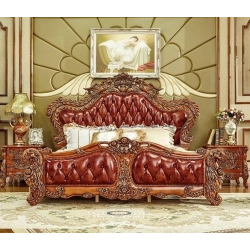 Painted classic carved wooden bed Mulyoharjo Furniture Hospitality