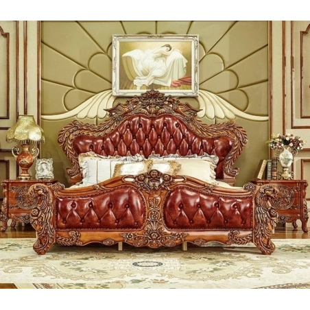 Painted classic carved wooden bed Mulyoharjo Furniture Hospitality