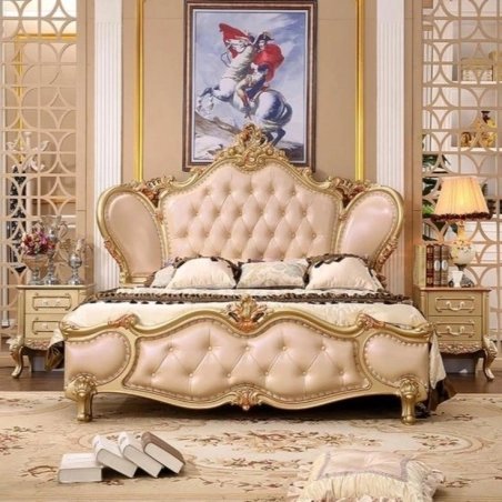 Rustic carved furniture painted bed Mulyoharjo Furniture White-Label
