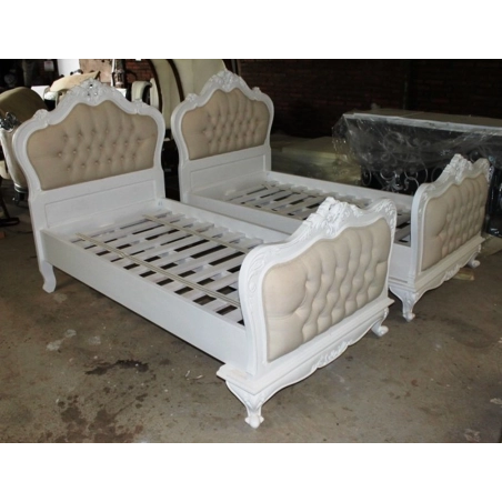 Elegant luxury hand-carved bed with painted design Mulyoharjo Furniture Wholesale