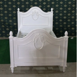 Elegant painted bed in carved furniture style Mulyoharjo Furniture Exporter