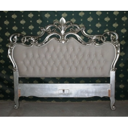 Shabby chic painted carved bed Mulyoharjo Furniture Exporter