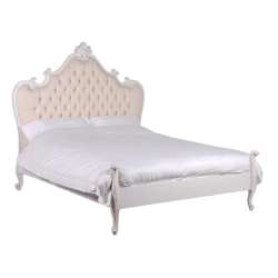 Painted carved bed classic style Mulyoharjo Furniture Wholesaler