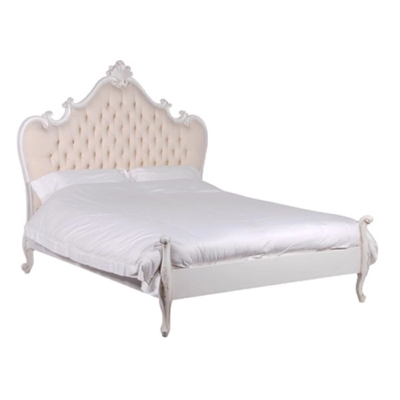 Painted carved bed classic style Mulyoharjo Furniture Wholesaler