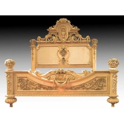 Ornate carved bed frame in classic painted finish Mulyoharjo Furniture Villa