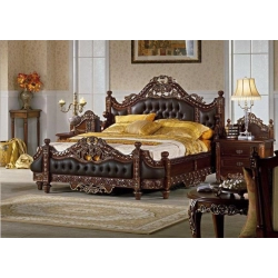 Luxury painted bed with intricate carvings Mulyoharjo Furniture Project Supplier