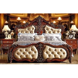 Royal classic painted carved bed Mulyoharjo Furniture White-Labeled