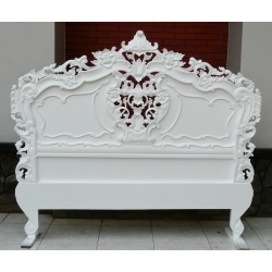 Luxury painted carved bed for classic interiors Mulyoharjo Furniture Project Supplier