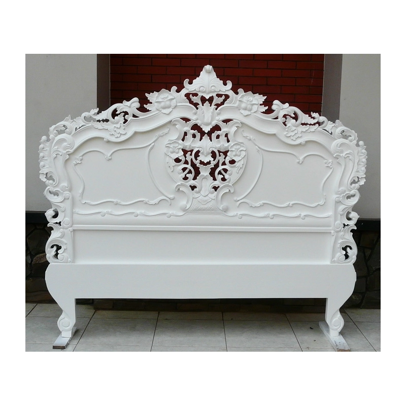 Luxury painted carved bed for classic interiors Mulyoharjo Furniture Project Supplier