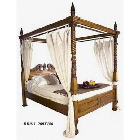 Painted bed carved designs Mulyoharjo Furniture Exporter