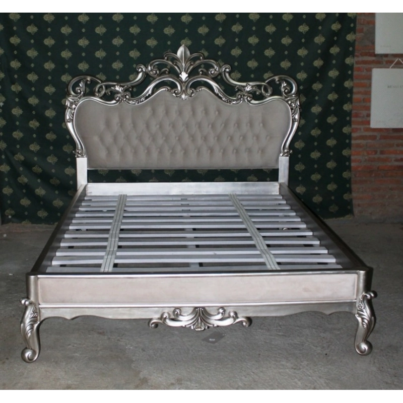 Handcrafted painted bed with ornate carvings Mulyoharjo Furniture Project Supplier