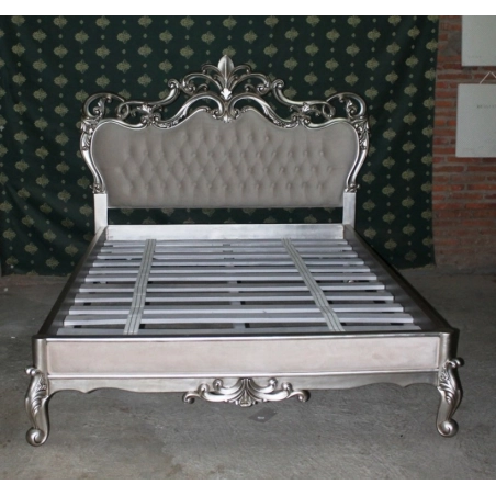 Handcrafted painted bed with ornate carvings Mulyoharjo Furniture Project Supplier