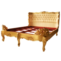 Shabby chic painted carved bed Mulyoharjo Furniture Project Supplier