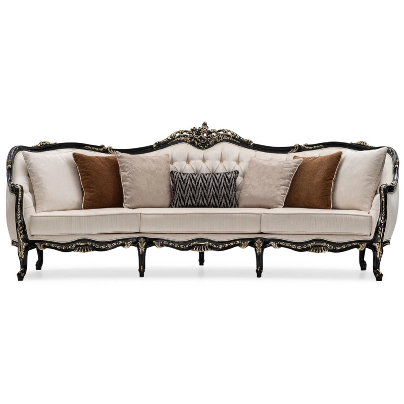 Opulent carved wooden Sofa with luxury painted finish Mulyoharjo Furniture White-Label