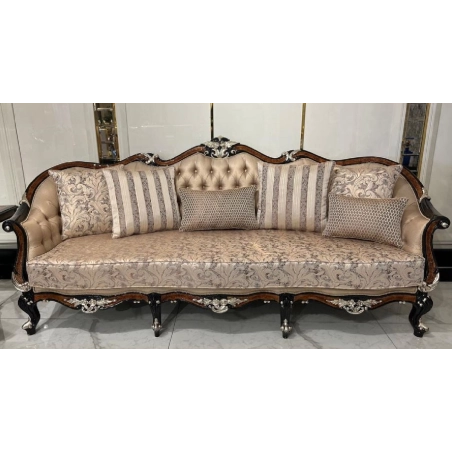 Opulent carved wooden Sofa with luxury painted finish Mulyoharjo Furniture Manufacturer