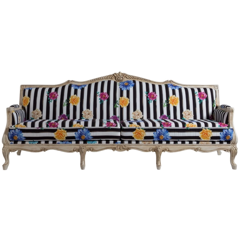 High-end classic painted Sofa with carved details Mulyoharjo Furniture Export