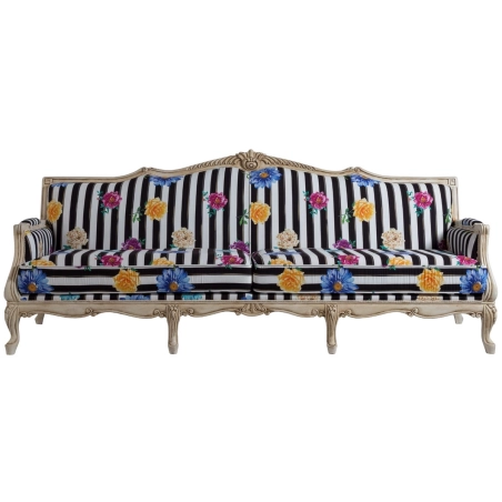 High-end classic painted Sofa with carved details Mulyoharjo Furniture Export