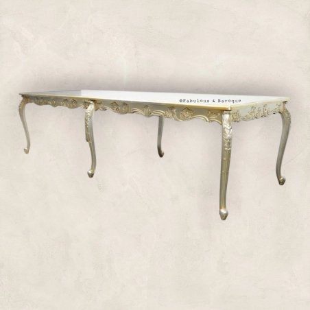 French Painted Carved Dining Table 3311 Mulyoharjo Furniture Supplier