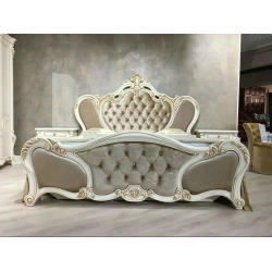 King - Elegant painted bed in carved furniture style Mulyoharjo Furniture Villa