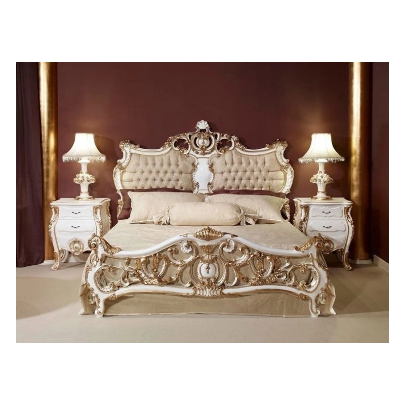 Queen - Classic luxury painted wooden bed Mulyoharjo Furniture Hotel