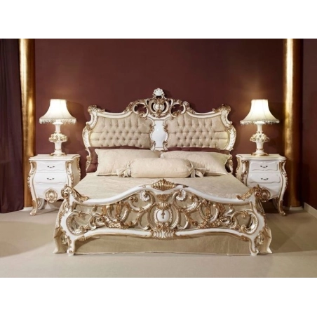 Queen - Classic luxury painted wooden bed Mulyoharjo Furniture Hotel
