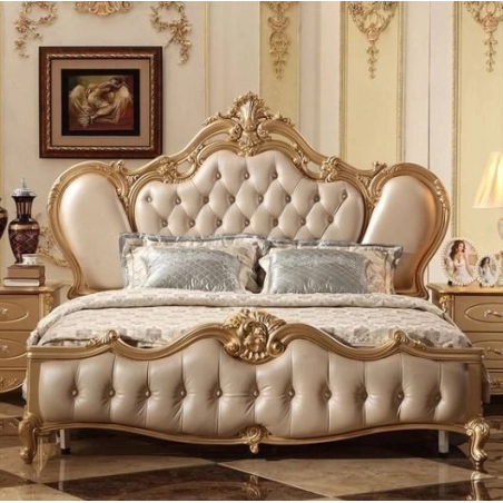 Double XL - Intricate painted bed Mulyoharjo Furniture Exporter