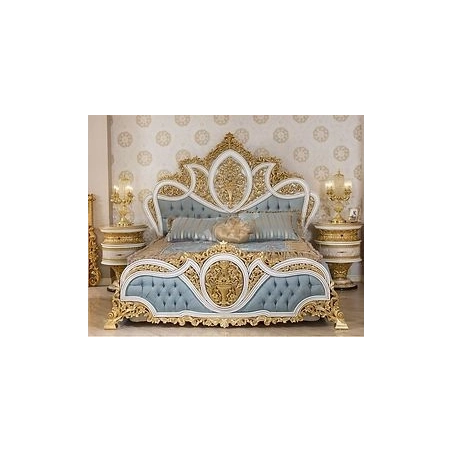 Queen - Intricately carved royal wooden bed in classic style Mulyoharjo Furniture White-Label