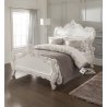 Queen - Classic painted bed with intricate carved patterns Mulyoharjo Furniture Supplier