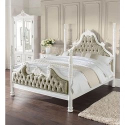 Queen - Timeless luxury carved and painted bed designs Mulyoharjo Furniture White-Labeled