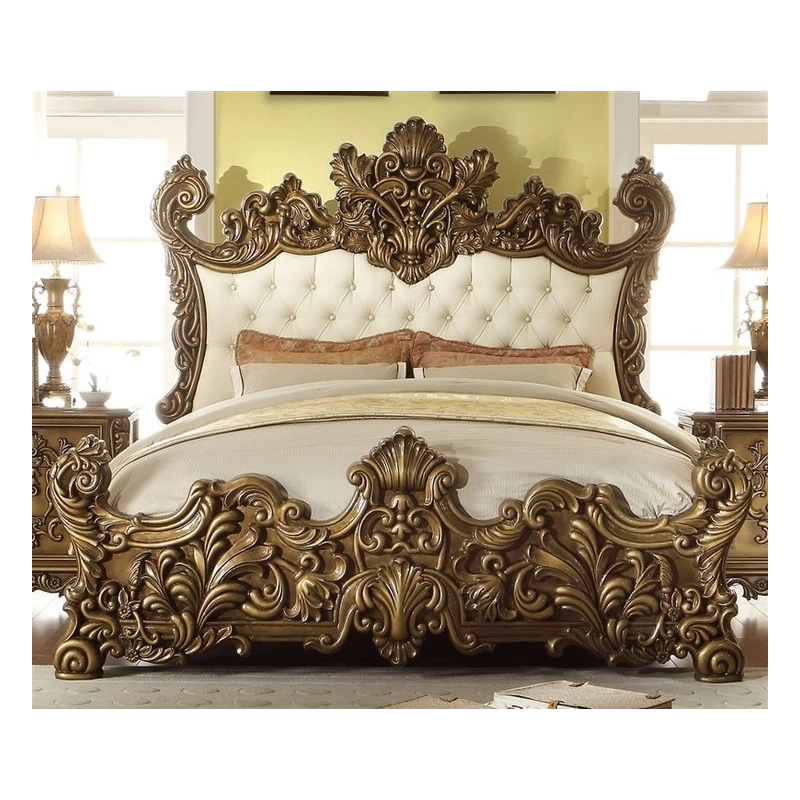 King - Timeless painted carved bed in classic style Mulyoharjo Furniture White-Label