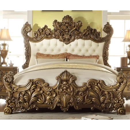 King - Timeless painted carved bed in classic style Mulyoharjo Furniture White-Label