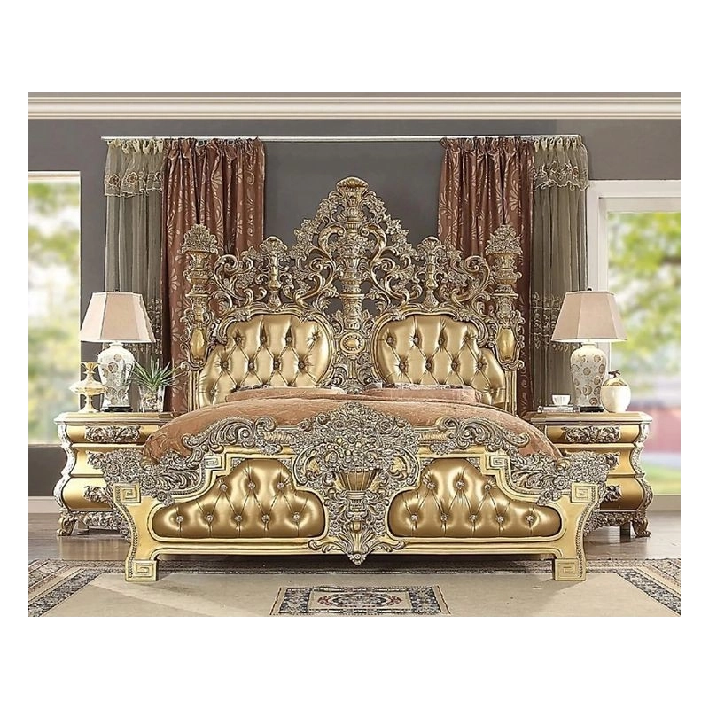 King - Hand-painted classic bed with carved details Mulyoharjo Furniture Villa