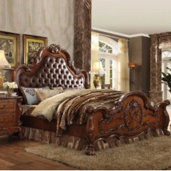 Queen - Hand-carved painted bed Mulyoharjo Furniture Villa