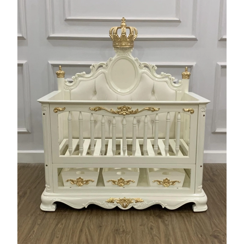 French Classic Luxury Baby Crib Mulyoharjo Furniture White-Label French Classic Luxury Baby Crib Mulyoharjo Furniture White-Label