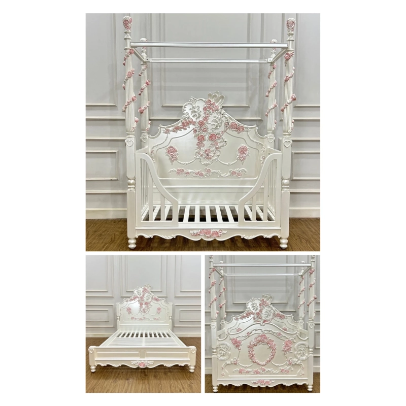 French Classic Luxury Baby Crib Mulyoharjo Furniture Supplier