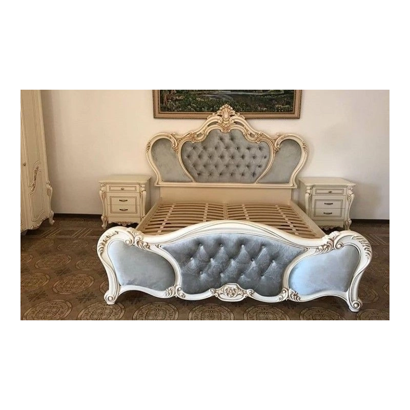 King - Art Classic Hand Carved Painted Bed Furniture White-Labeled