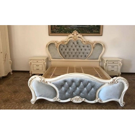 King - Art Classic Hand Carved Painted Bed Furniture White-Labeled