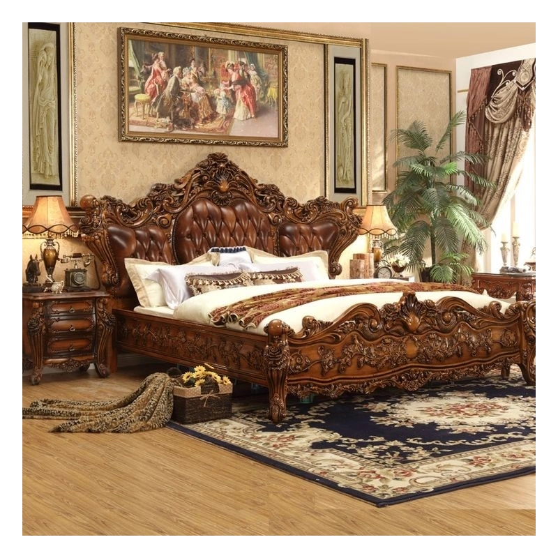 Double XL - Art Classic Hand Carved Painted Bed Furniture Export