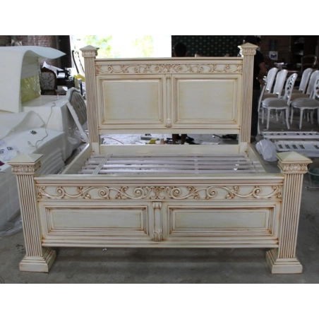King - Art Classic Hand Carved Painted Bed Furniture White-Labeled