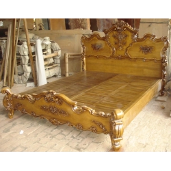 Double - Art Classic Hand Carved Painted Bed Furniture Produce