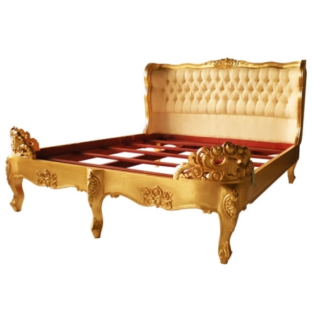 Double - Art Classic Hand Carved Painted Bed Furniture White-Label