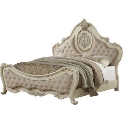 Double - Art Classic Hand Carved Painted Bed Furniture White-Labeled