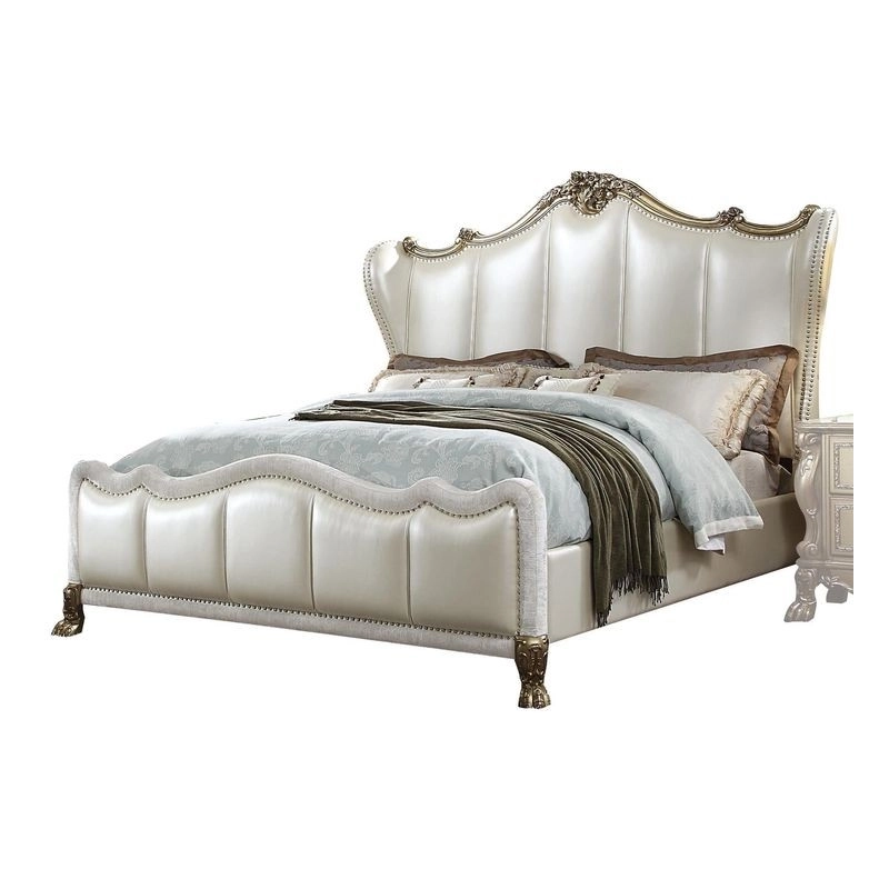 Queen - Art Classic Hand Carved Painted Bed Furniture Indonesia