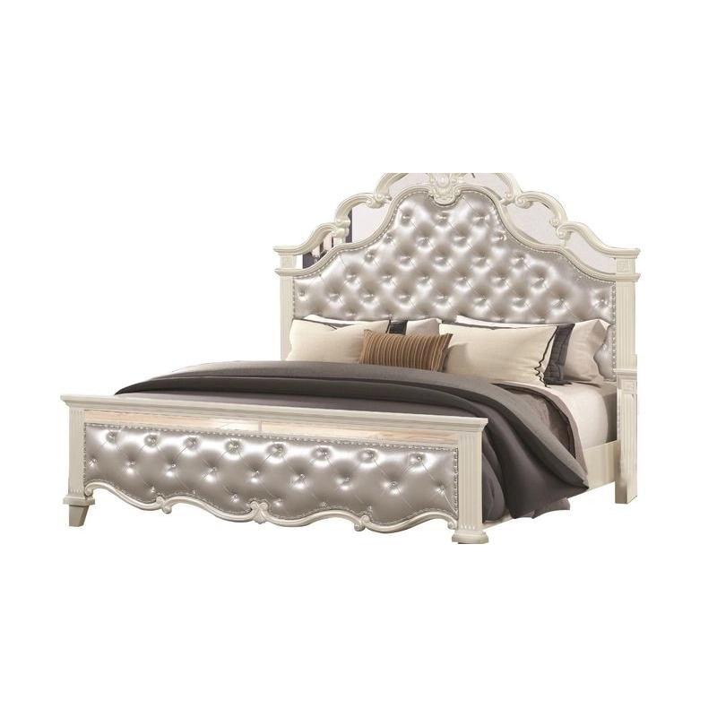 Double - Art Classic Hand Carved Painted Bed Furniture White-Label