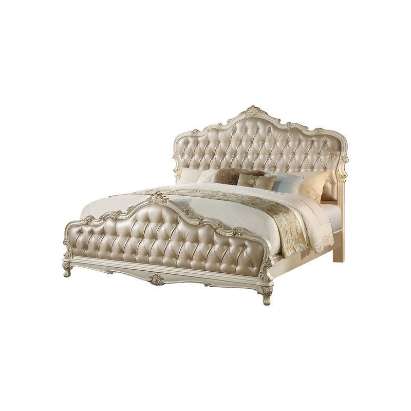 Queen - Louise-inspired classic beds with intricate carvings Furniture Wholesale