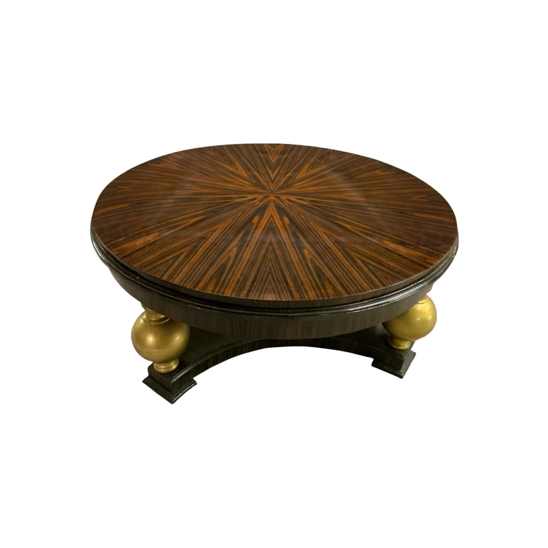 Mulyoharjo Round Zebra Wood Coffee Table With Gold Accents Furniture Supplier Indonesia